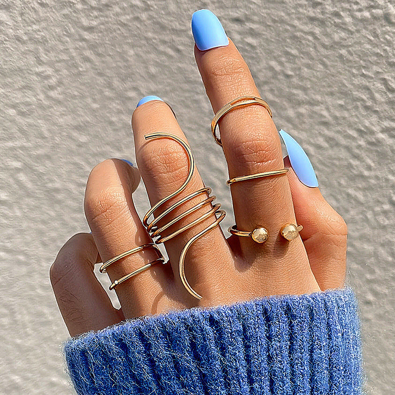 Simple Retro Trendy Wave Open Ring