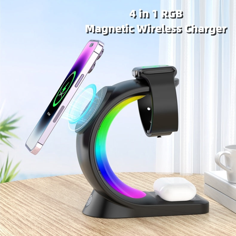 4-in-1 Fast Wireless Charger with Atmosphere Light